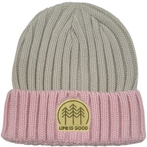 Life Is Good Color Cuff Beanie - NWT Womens One Size Taupe / Pink - #48497-D3
